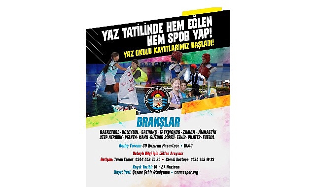 Çeşme Belediye Spor Kulübü Yaz Spor Okulu başvuruları başladı
